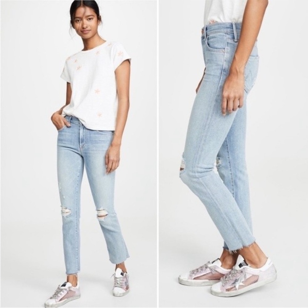 Mother The Rascal Snippet Ripped Ankle Straight Jeans Size 24